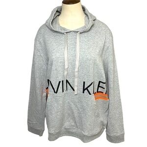 𝅺NWT Calvin Klein Gray Cozy Sweater Soft Sleepwear Lounge Hooded Slouchy Shirt M